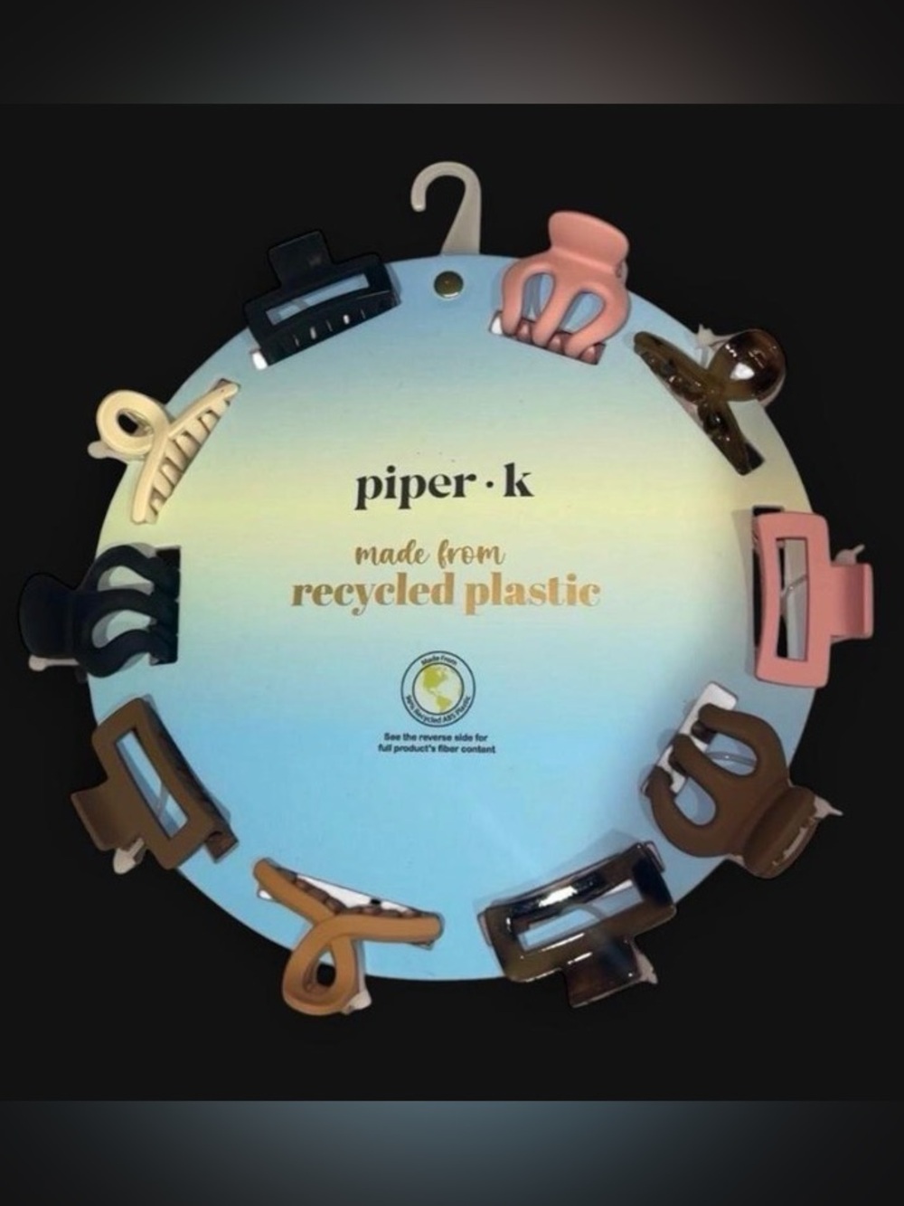 Piper K Recycled Plastic Hair Claw Clip Set - Neutral Mix